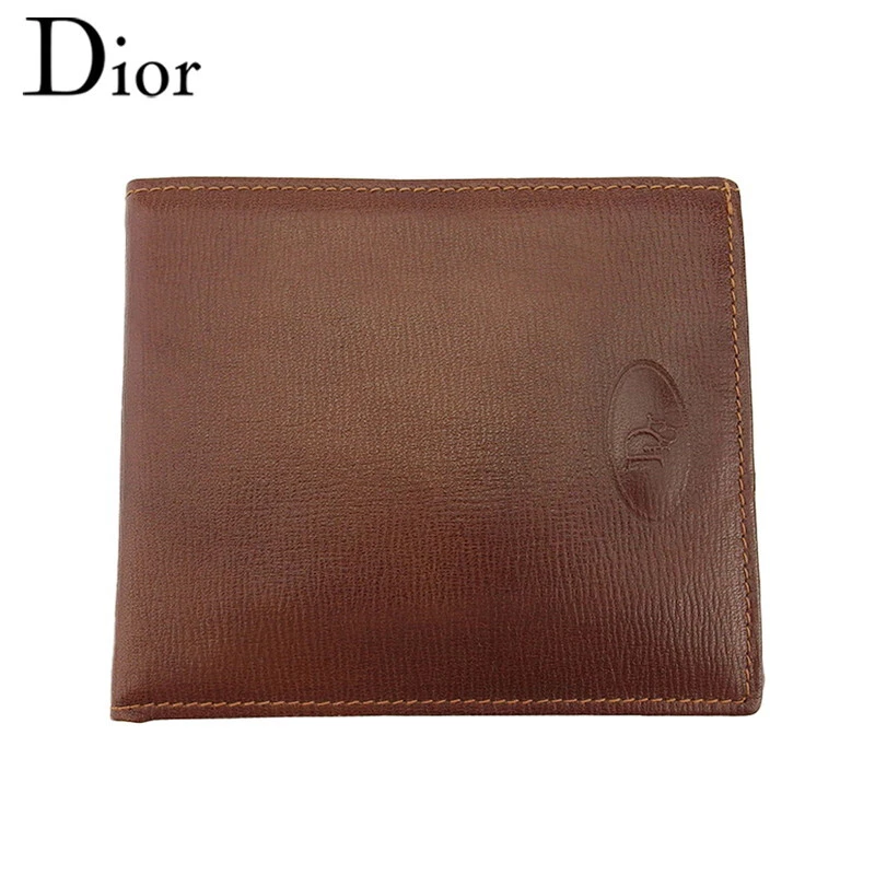 Logo porte billets Dior double pli cuir de veau authentique occasion t23780