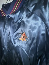 Vtg Anheuser Busch Satin Jacket Size XL Dark Blue Color Collectible Style