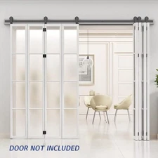 CCJH 5-20FT Bifold Sliding Barn Door Hardware Track Kit for 4/8 Doors,Heavy Duty