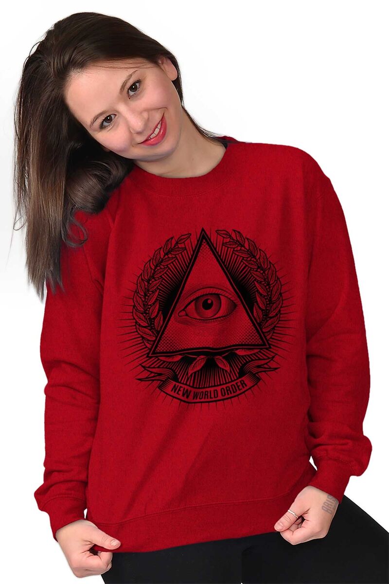 All Seeing Illuminati Eye Triangle Symbol Adult Long Sleeve Crew Sweatshirt