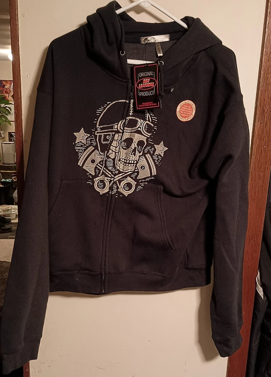New Hot Leathers Mad Piston Head Skeleton Custom Hoodie Mens Sweatshirt Xl🔥