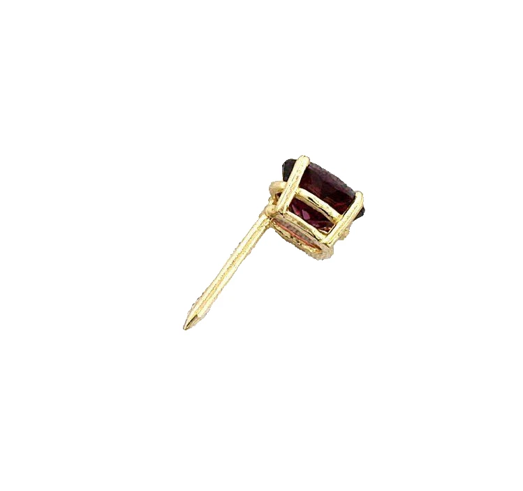 14Kt Yellow Gold Natural 8x6 Oval Rhodolite Garnet Gemstone Gem Stone Tie Tack  - Image 2 of 3
