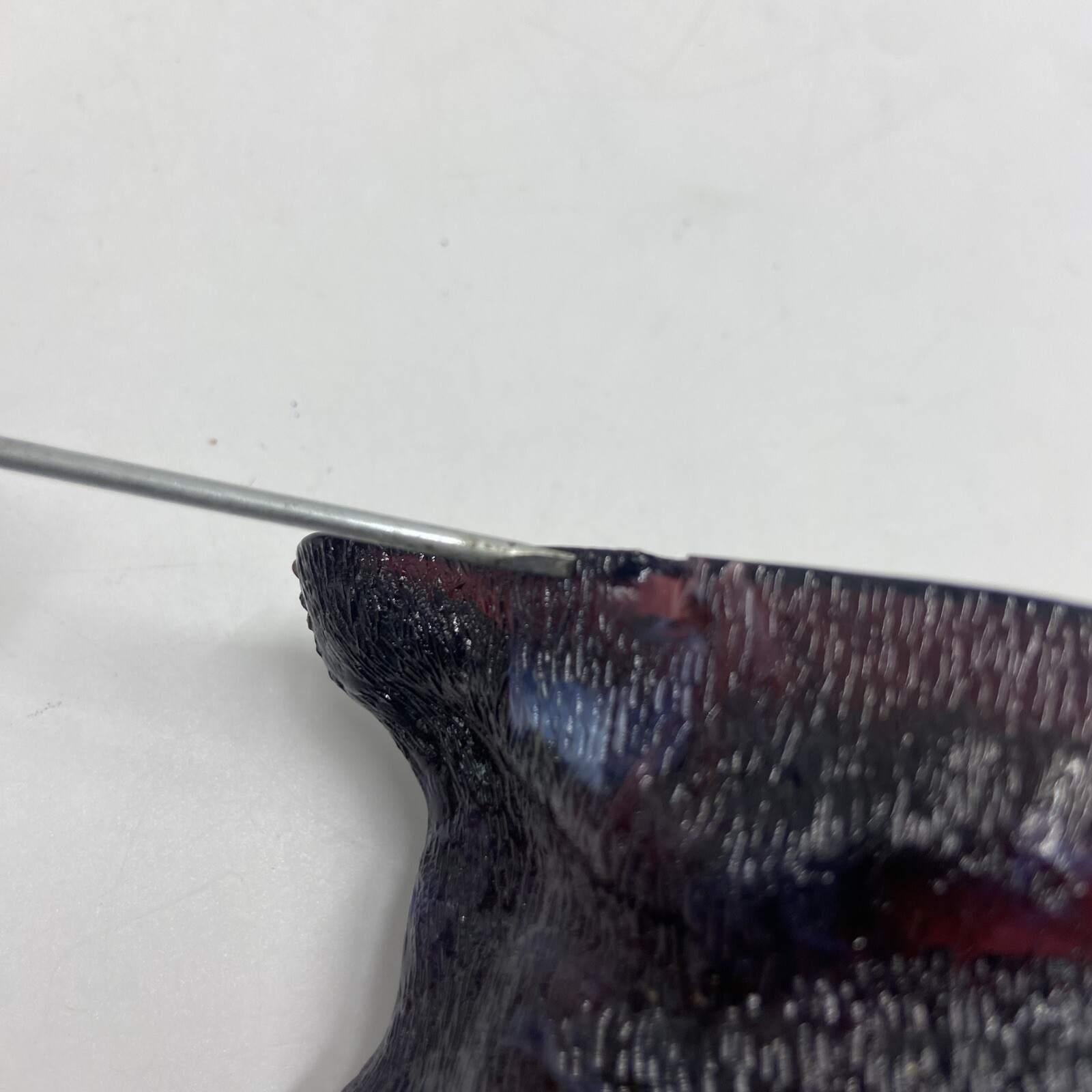 L G Wright Purple Slag Glass Mustard Dish Jar Bull Head w/ Lid Cover *A Chip