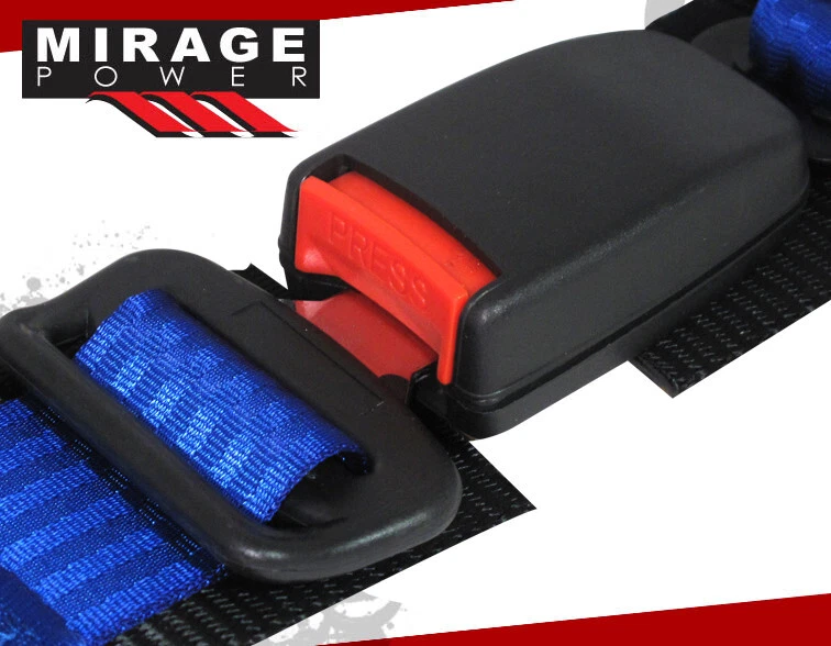 For 2" Pair Blue 4 Point Pt Harness Shoulder Seat Belt Latch Clip Strap - Imagem 2 de 4