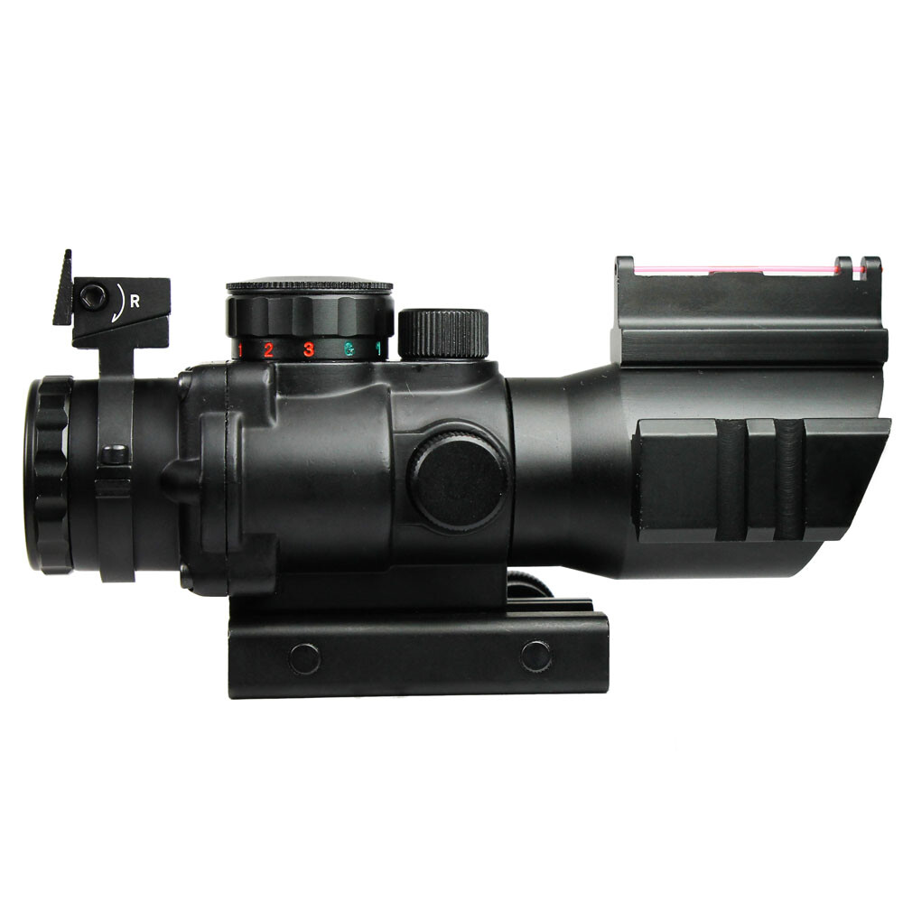 Tactical 4X32 Rifle Scope Fiber Optic Sight & illuminated Chevron Range ...
