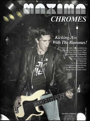 The Ramones CJ Ramone 1992 Maxima Chromes Guitar Strings advertisement ad print