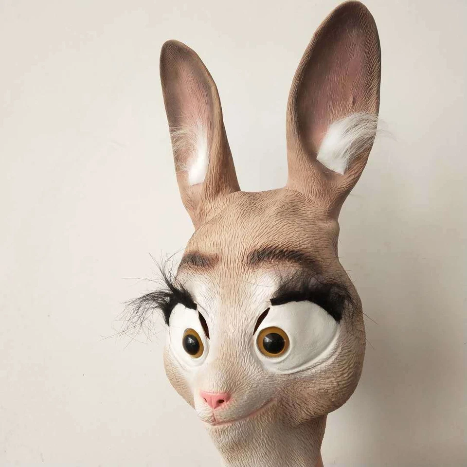 Judy Hopps Mask Rabbit Latex Animal Head Mask Halloween Fancy Dress Up  - Image 4 of 4