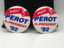 Vintage ROSS PEROT 1992 President Pin/Button/Lapel set of 2