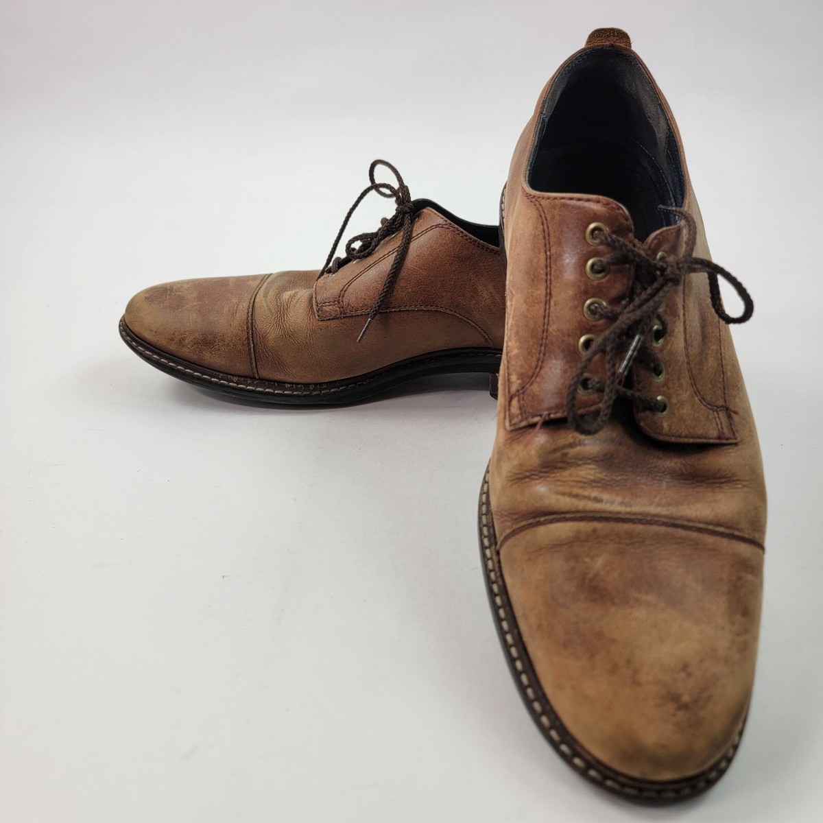 Cole Haan Mens Tan Leather Derby Shoe Size 9 M Nicely Worn 