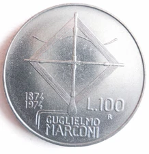 1974 ITALY 100 LIRE - MARCONI - One Year Type - AU - FREE SHIP - Bin 998