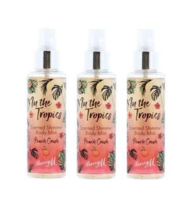 3 x BARRY M IN DEN TROPEN DUFTENDER SHIMMER BODY MIST - PEACH CRUSH