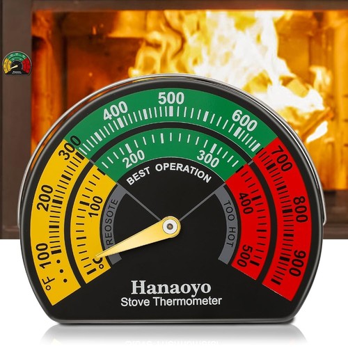 Wood Stove Thermometer Magnetic Stove Pipe Thermometer with Large Dial, Wood