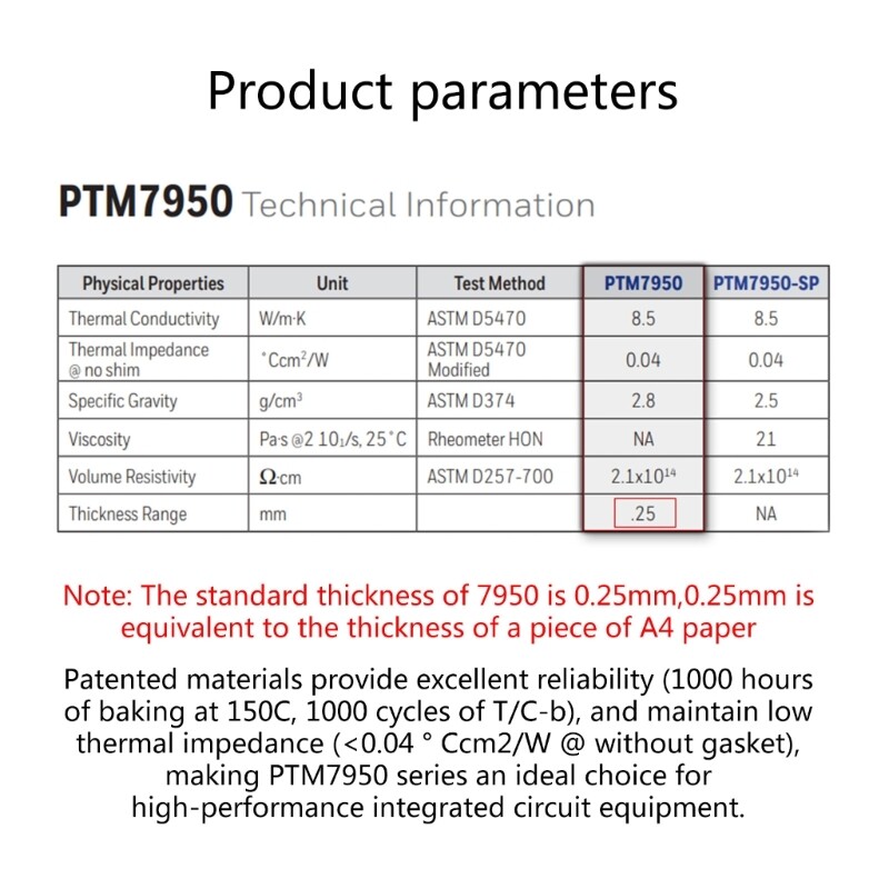 Pâte Thermique PTM7950 - Coussinet à Changement De Phase Pour CPU/GPU - Haute Conductivité 8.5 W/mK - Refroidissement PC Gamer, Serveur