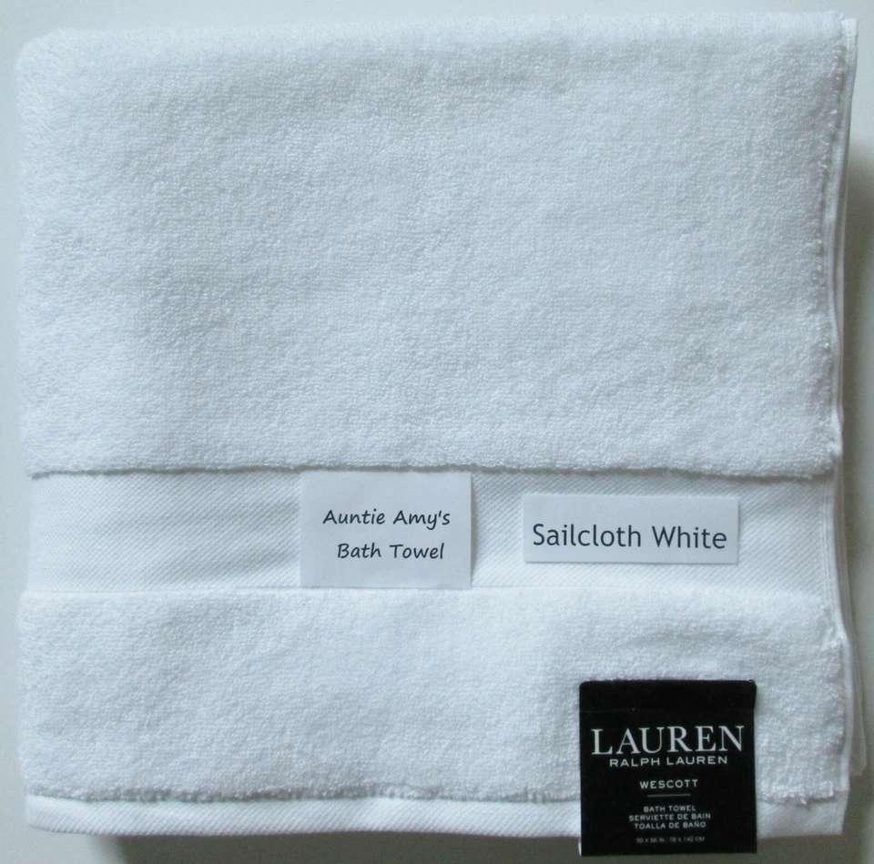 Ralph Lauren Bath Towels~Sailcloth White~3Pc Set~Wescott~Bath~Hand~Face Cloth - Image 2 of 4