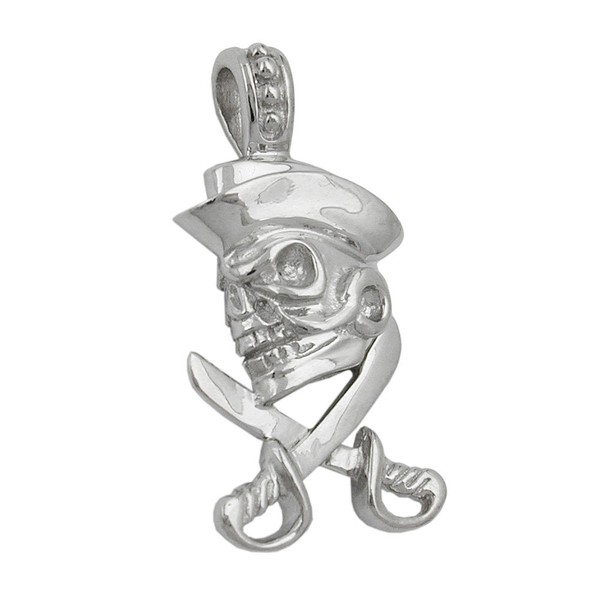 AnhäNger SchäDel Totenkopf Mit Piratenhut Aus Echtem 925 Silber SilberanhäNger-image