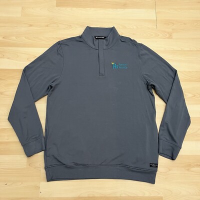Travis Mathew Shirt Men s Large Gray Newport 1/4 Zip Pullover  Logo Golf Tennis