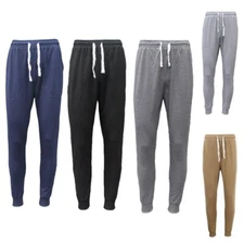 New Men's Slim Cuffed Hem Trousers Plain Track Sweat Pants Suit Gym Casual Sport