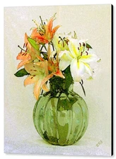 Lilies In Vase,  30"x40", Canvas Print