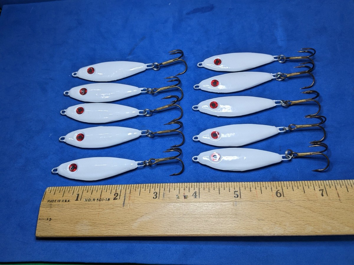 10 - 1 oz SHAD Fishing Jigging Lure Casting Lead Slab Spoon White | eBay