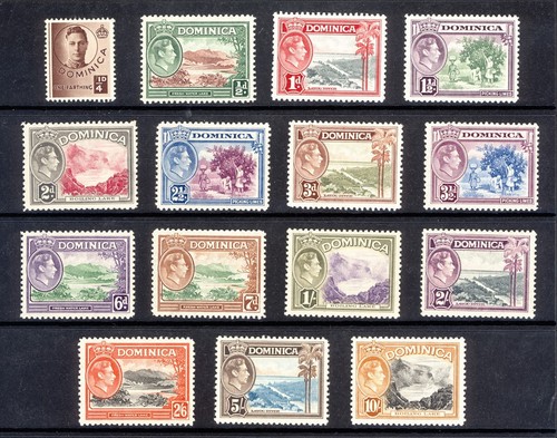 DOMINICA - STAMPS ISSUED DURING REIGN OF KING GEORGE VI IN PLASTIC MOUNTS - Picture 3 of 17