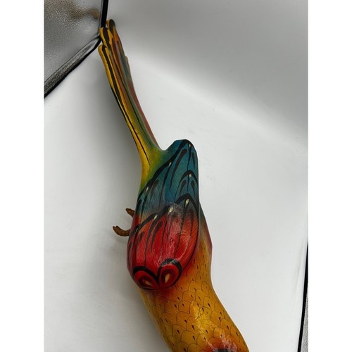 Vtg Tonala Jal Mexico Folk Art Parrot Paper Mache 30" Hanging Lg Tropical Signed - Picture 15 of 24