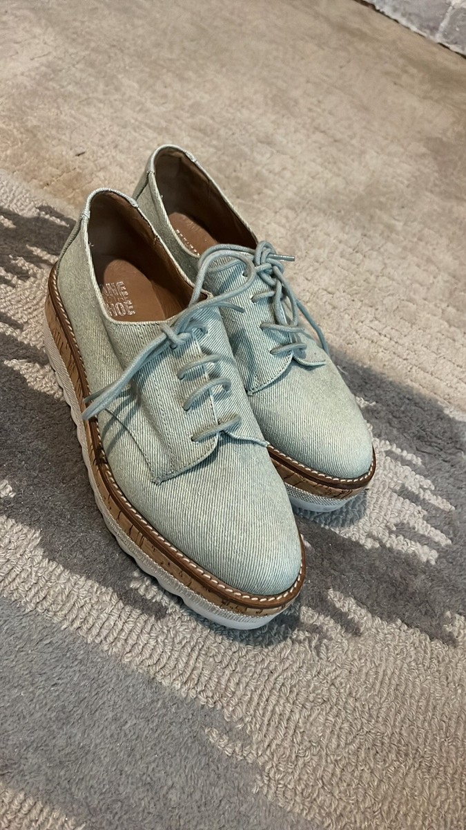 Jane and The Shoe denim platform Oxford shoes with lace up size