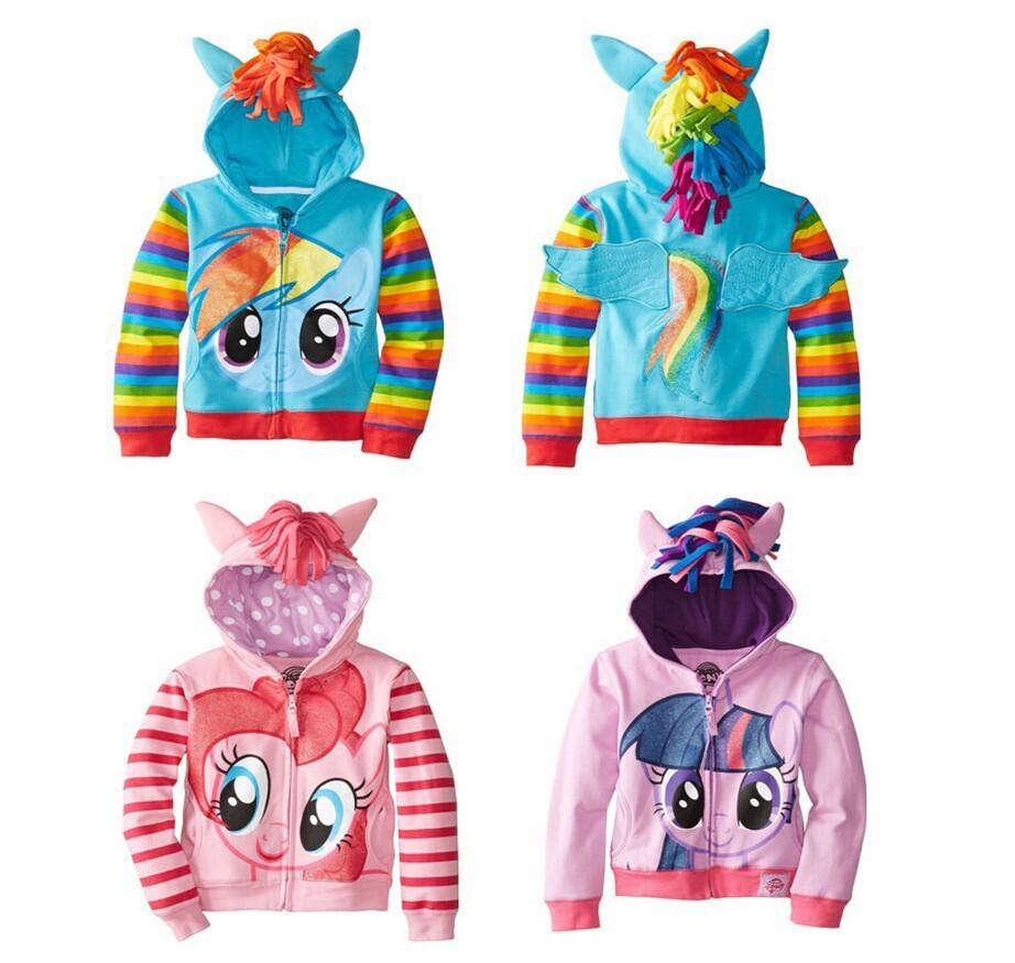 Felpa con cappuccio bambino ragazzo ragazza My Little Pony ali giacca crepuscolare arcobaleno cruscotto maglione