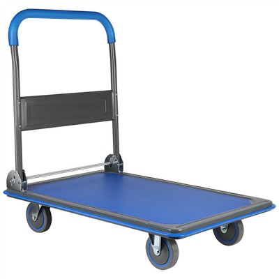 Folding Hand Truck Dolly Cart with Wheels Luggage Cart Trolley Moving660lbs Blue