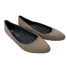 Dr Scholls Women's Taupe Memory Foam Cool Fit Flat Shoes Sz 7M Perforated Suede