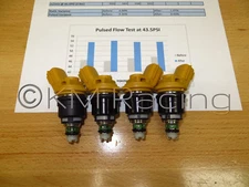 4x Nissan SR20DET Yellow Side Feed 555cc Fuel Injectors: Flow Tested & Cleaned