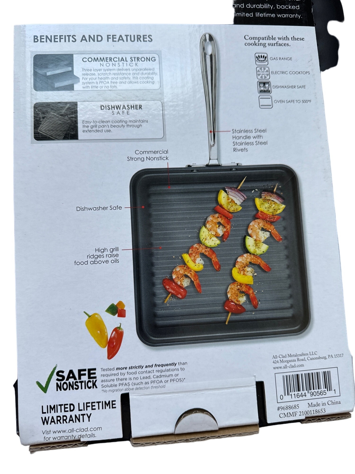 All Clad Square Grill Pan 11 Inch Non Stick Stainless Handle Hard