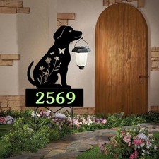 Solar House Numbers for Outside,Metal Dog Address Signs for Houses with Glow ...