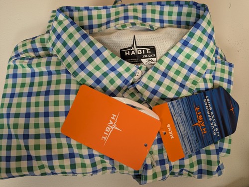 NEW HABIT PLAID LONG SLEEVE BUTTON DOWN FISHING RIVER SHIRT MENS 2XL RELAXED FIT - Picture 3 of 7