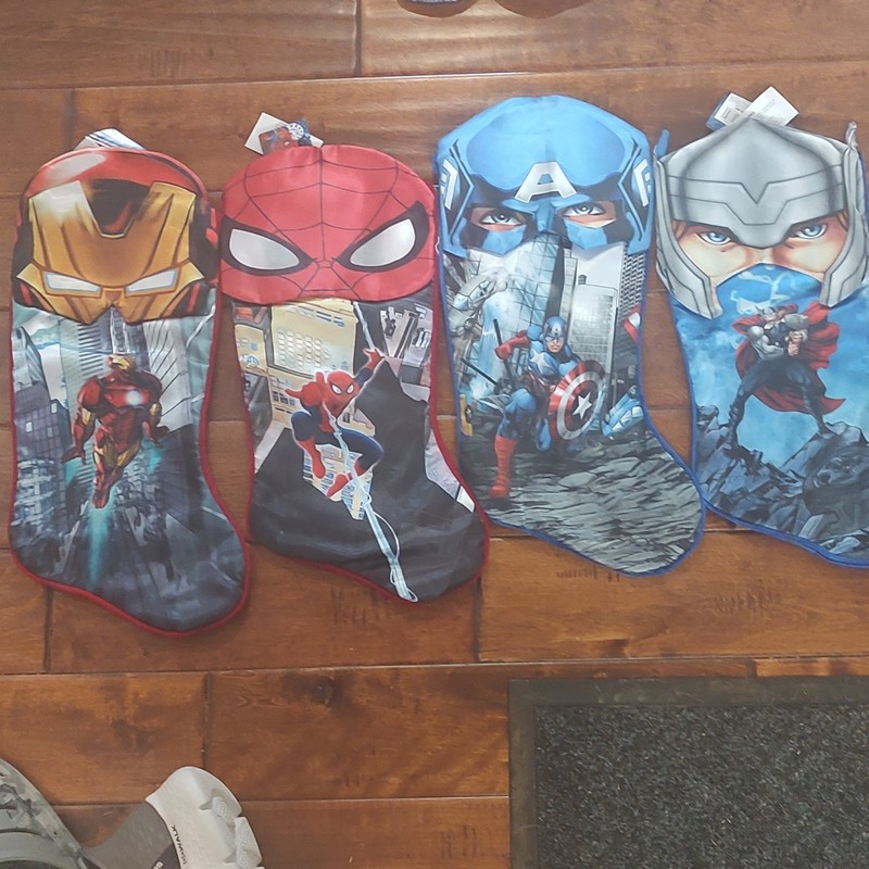 New Marvel Avengers Christmas Stockings Set of 4 Iron Man Spider-Man Cap Thor