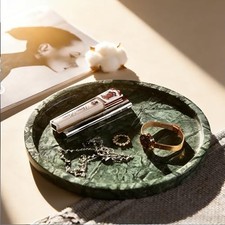 Natural Marble Tray, Round Green Tray for 9.84" Jade Green