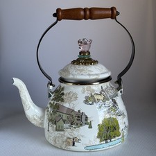 MacKenzie Childs Aurora Farm 2 Qt Enamel Tea Kettle Retired Rare Preowned USED