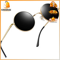 Polarisierte Sonnenbrille Rund Retro Steampunk UV400 Metallrahmen Damen