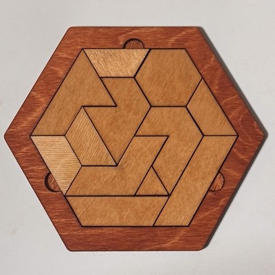 Handmade Wooden Hexagon Puzzle | Fit the Pieces Brain Teaser Game |