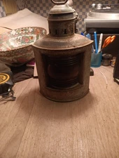 Antique  Corner Nautical  Lantern Red Lens / Burner