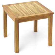 Outdoor Square Teak Wood End Table Coffee Table for Porch Deck Garden Patio