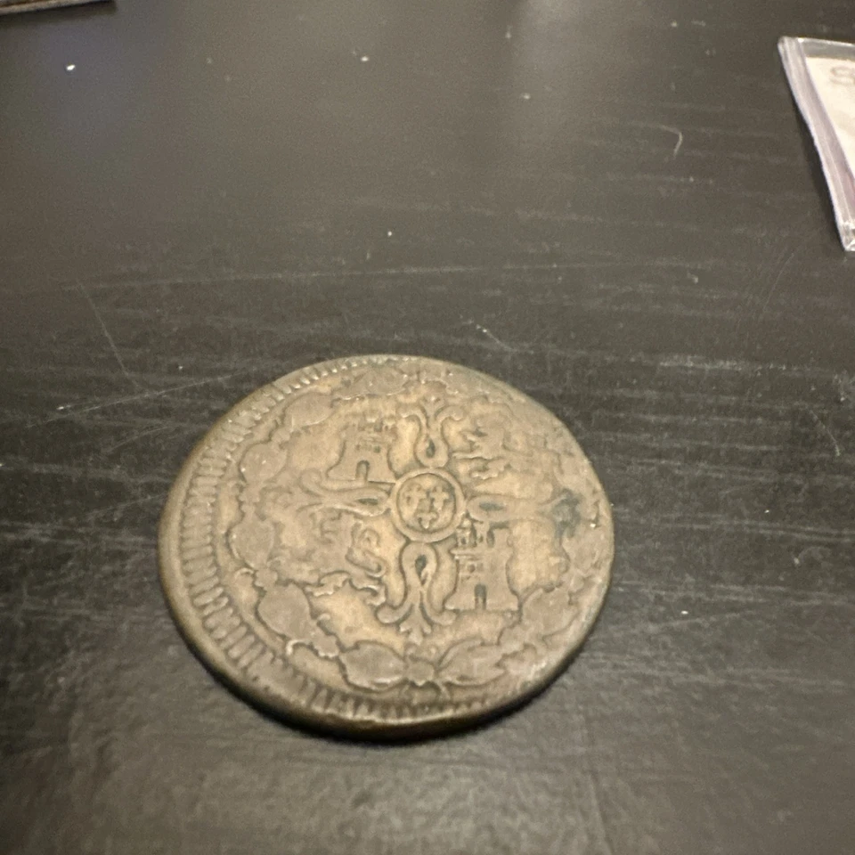 Large 1820 Spanish 8 Maravedis King Ferdinand VII Full Date Nice Details - Image 2 of 4