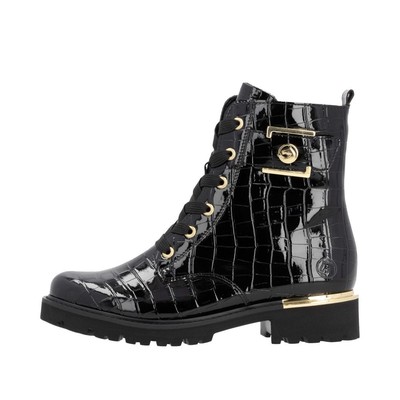 Remonte Lack Boots Schwarz-Gold D8683-00 Damen Stiefel