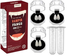 COOLJOY 3 Sizes Vampire Fangs Teeth with Adhesive Halloween Medium, White