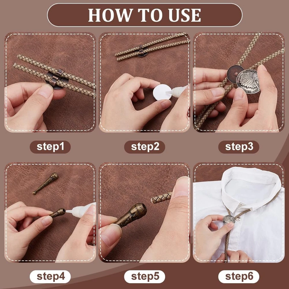 12pcs Bolo Tie Tips 3 Colors Bolo Tie Clip Alloy Round Bolo Tie Slides Blank ... - Image 4 of 4