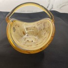 Murano Lavorazione White Cristal Italian Glass Basket Amber — photo 5