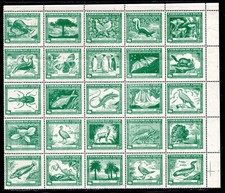 CHILE, block centenario libro C. Gay, verde25 sellos mint, fligrana 3  #419