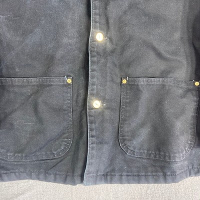 Carhartt Mens XL Chore Coat Black Duck Canvas Blanket Lined Jacket