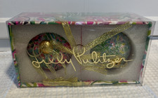 Lilly Pulitzer Pink  Aqua Pattern Ornaments 2 Pack