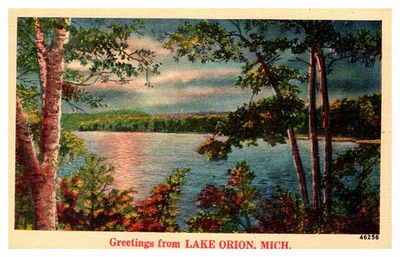 #ad #ad Postcard WATER SCENE Lake Orion Michigan MI m 01 AU9189 $2.39