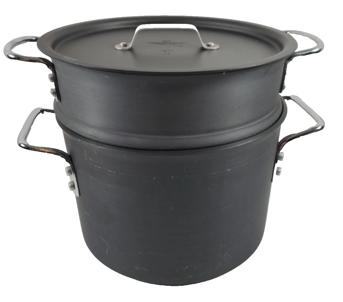 Vtg Calphalon Commercial Aluminum Anodized 8 Qt Stockpot + Steamer/Pasta Insert